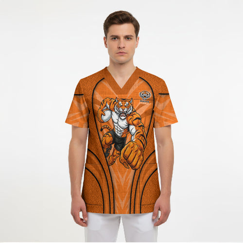 Wests Tigers Rugby Mascot Scrub Top Australian Rugby Culture - Tribal Inspired Tiger