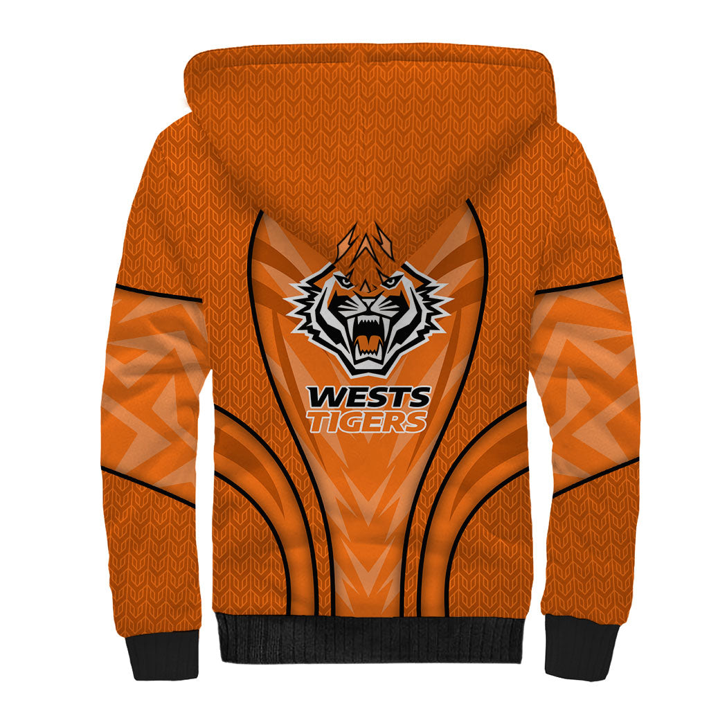 Wests Tigers Rugby Mascot Sherpa Hoodie Australian Rugby Culture - Tribal Inspired Tiger