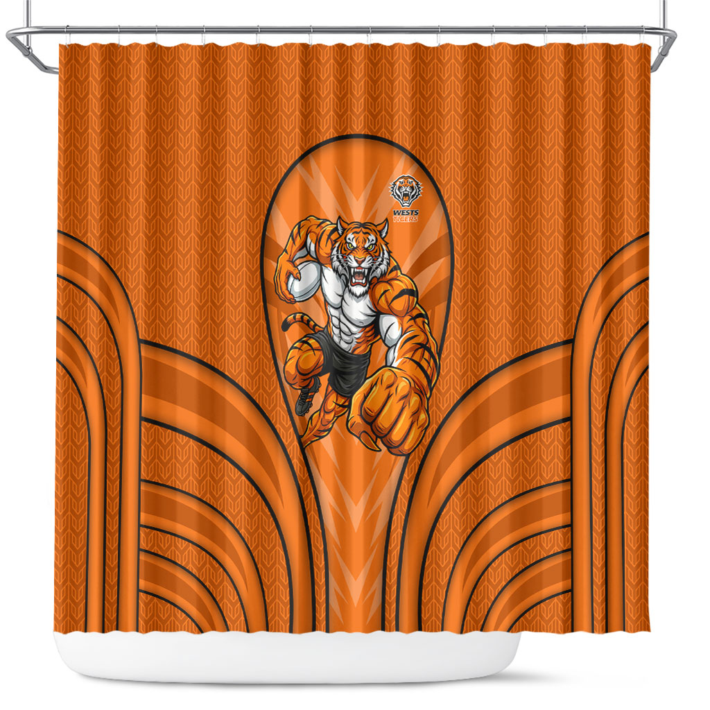 Wests Tigers Rugby Mascot Shower Curtain Australian Rugby Culture - Tribal Inspired Tiger