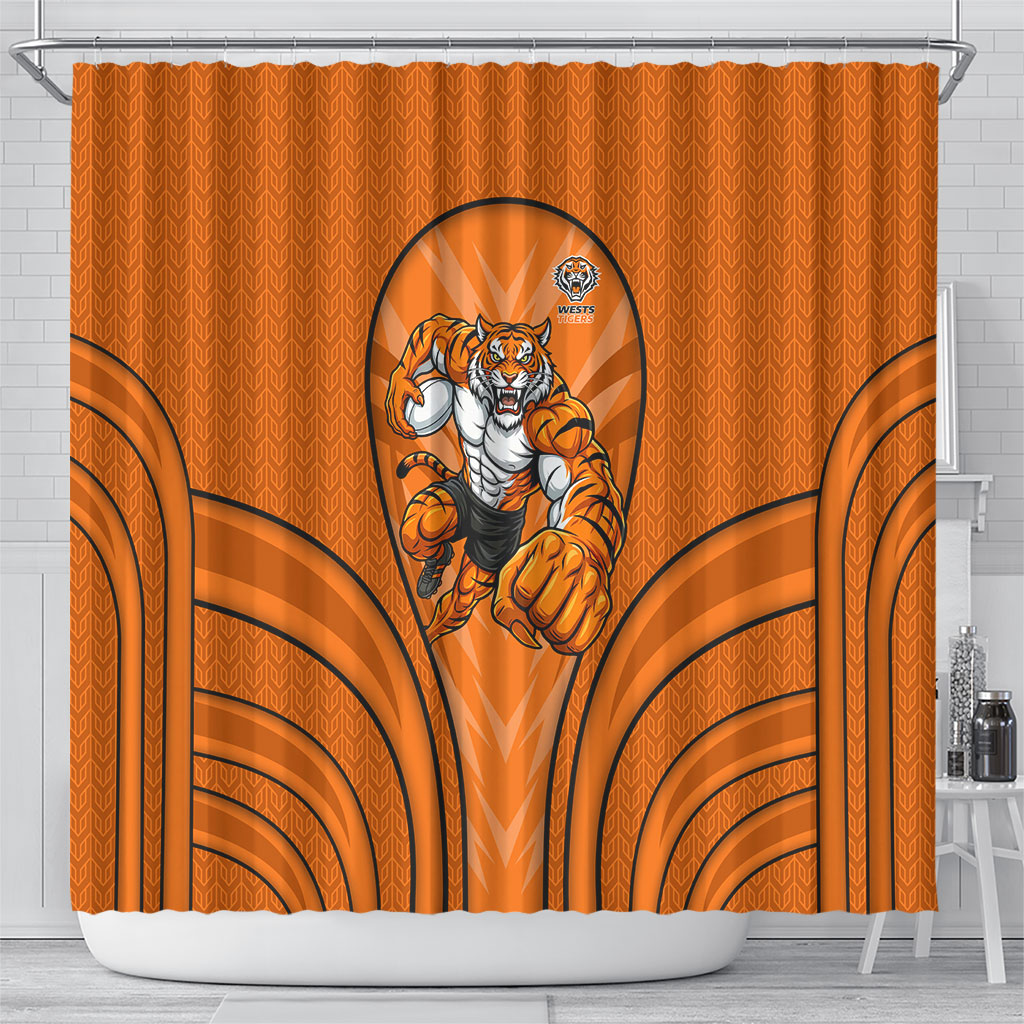 Wests Tigers Rugby Mascot Shower Curtain Australian Rugby Culture - Tribal Inspired Tiger