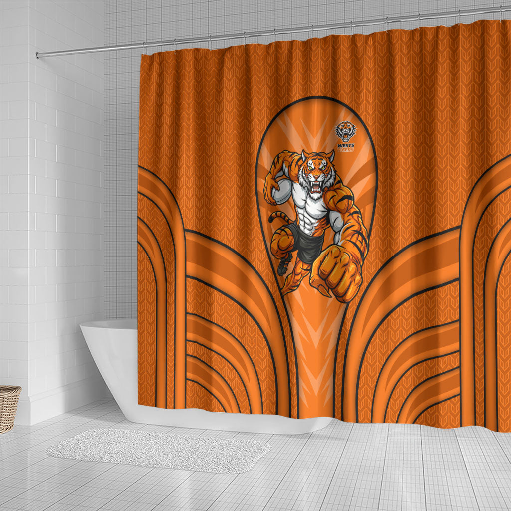 Wests Tigers Rugby Mascot Shower Curtain Australian Rugby Culture - Tribal Inspired Tiger