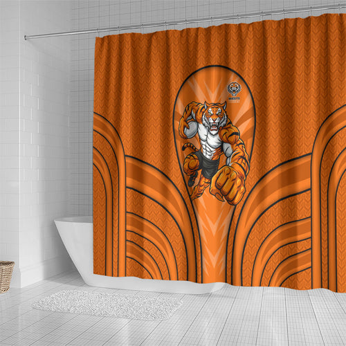 Wests Tigers Rugby Mascot Shower Curtain Australian Rugby Culture - Tribal Inspired Tiger