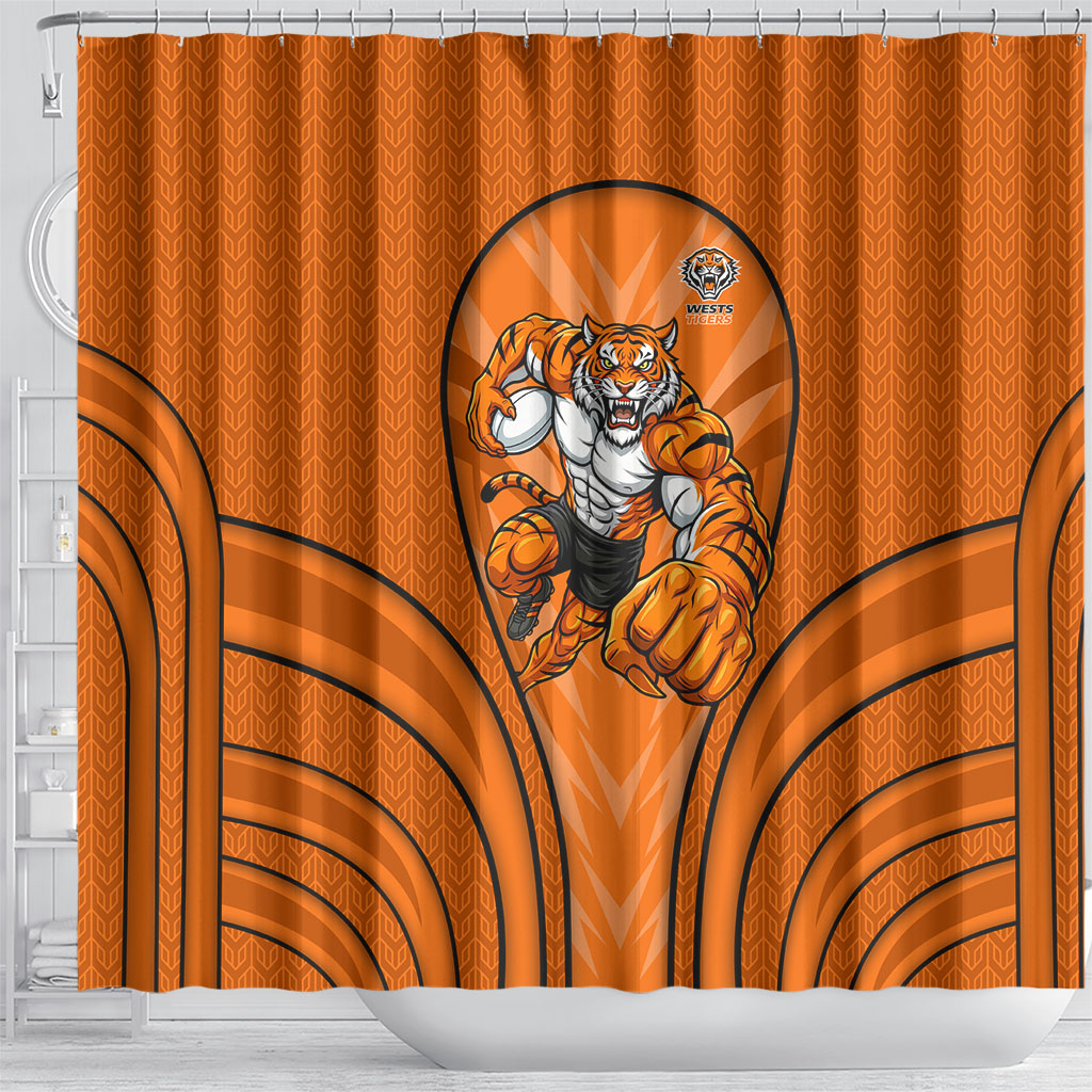 Wests Tigers Rugby Mascot Shower Curtain Australian Rugby Culture - Tribal Inspired Tiger