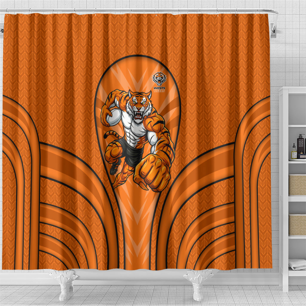 Wests Tigers Rugby Mascot Shower Curtain Australian Rugby Culture - Tribal Inspired Tiger