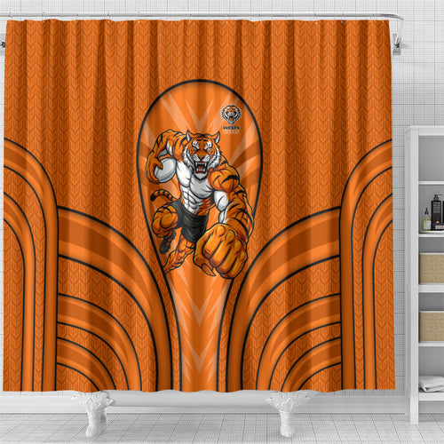 Wests Tigers Rugby Mascot Shower Curtain Australian Rugby Culture - Tribal Inspired Tiger