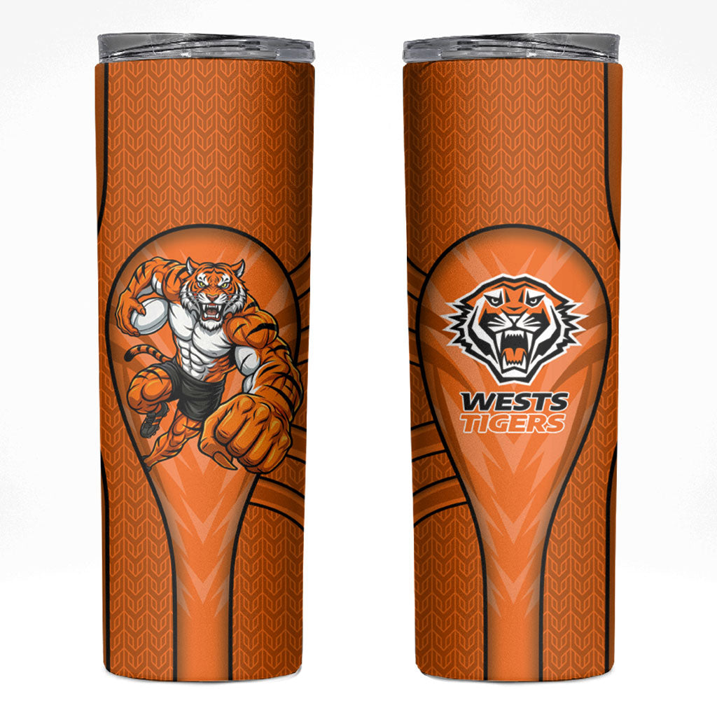 Wests Tigers Rugby Mascot Skinny Tumbler Australian Rugby Culture - Tribal Inspired Tiger