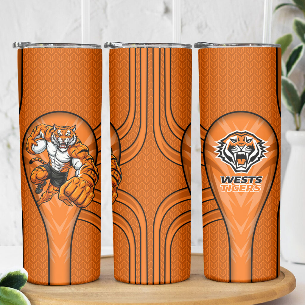 Wests Tigers Rugby Mascot Skinny Tumbler Australian Rugby Culture - Tribal Inspired Tiger