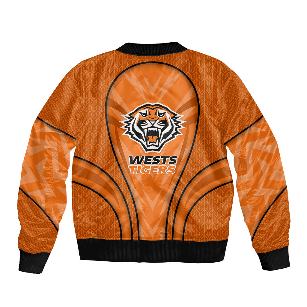 Wests Tigers Rugby Mascot Sleeve Zip Bomber Jacket Australian Rugby Culture - Tribal Inspired Tiger