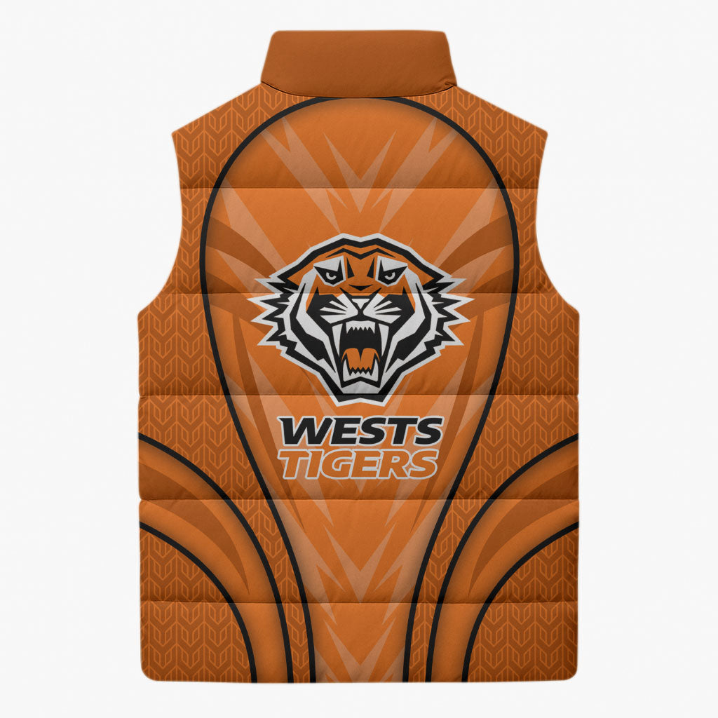 Wests Tigers Rugby Mascot Sleeveless Puffer Jacket Australian Rugby Culture - Tribal Inspired Tiger