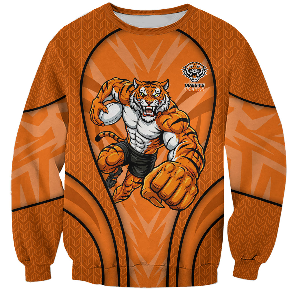 Wests Tigers Rugby Mascot Sweatshirt Australian Rugby Culture - Tribal Inspired Tiger