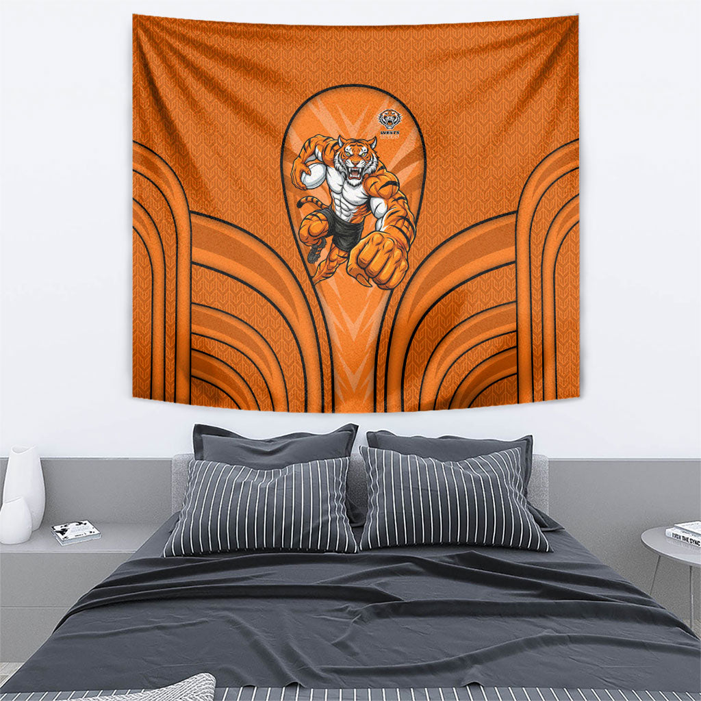 Wests Tigers Rugby Mascot Tapestry Australian Rugby Culture - Tribal Inspired Tiger