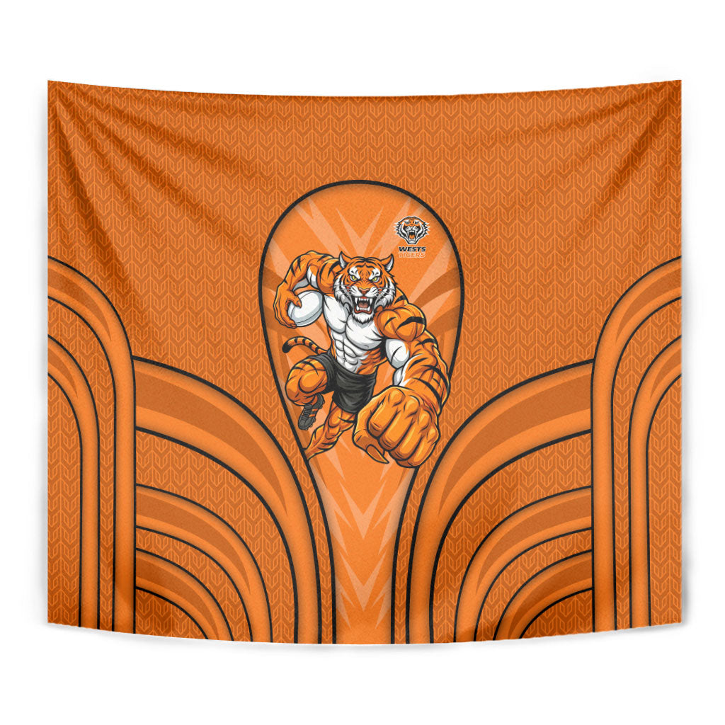 Wests Tigers Rugby Mascot Tapestry Australian Rugby Culture - Tribal Inspired Tiger