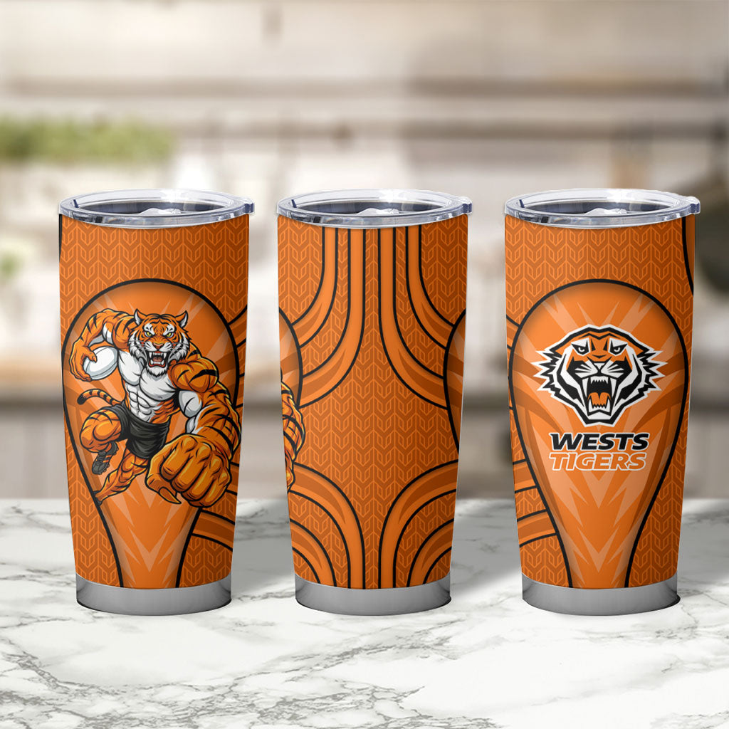 Wests Tigers Rugby Mascot Tumbler Cup Australian Rugby Culture - Tribal Inspired Tiger