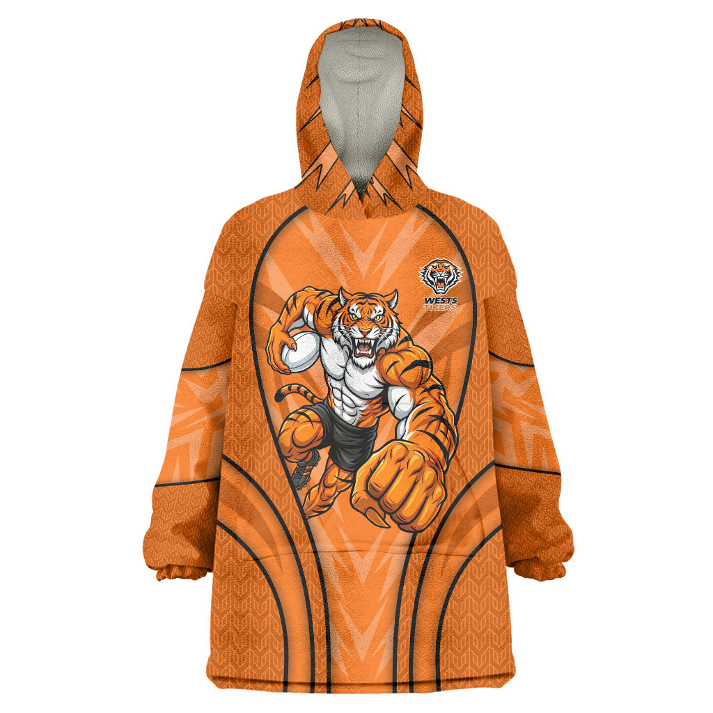 Wests Tigers Rugby Mascot Wearable Blanket Hoodie Australian Rugby Culture - Tribal Inspired Tiger