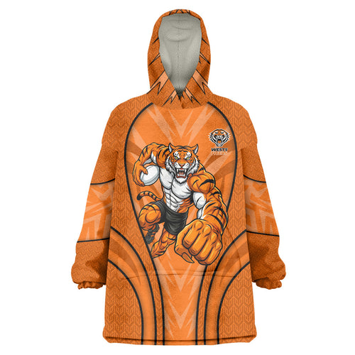 Wests Tigers Rugby Mascot Wearable Blanket Hoodie Australian Rugby Culture - Tribal Inspired Tiger