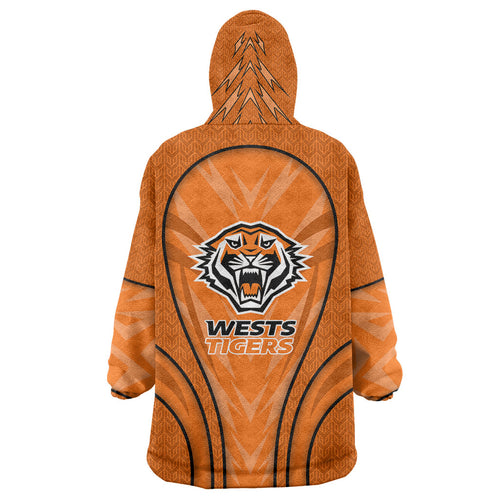Wests Tigers Rugby Mascot Wearable Blanket Hoodie Australian Rugby Culture - Tribal Inspired Tiger