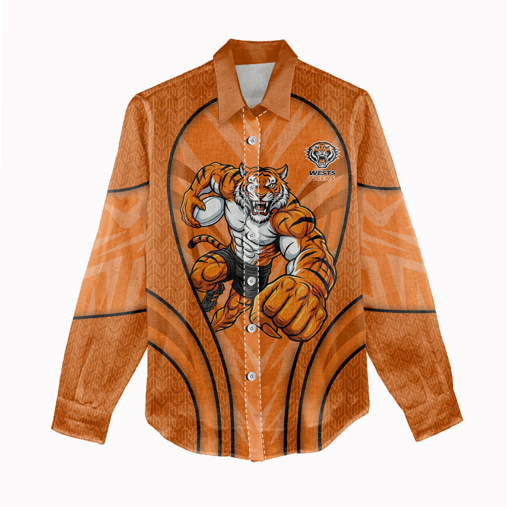 Wests Tigers Rugby Mascot Women Casual Shirt Australian Rugby Culture - Tribal Inspired Tiger