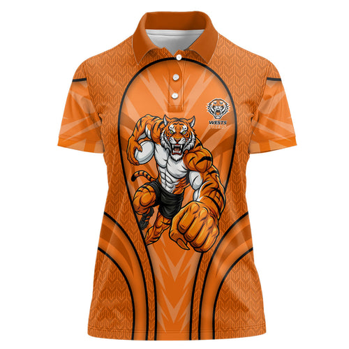 Wests Tigers Rugby Mascot Women Polo Shirt Australian Rugby Culture - Tribal Inspired Tiger
