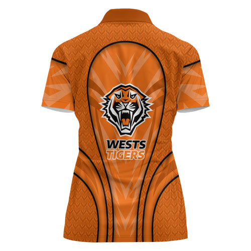 Wests Tigers Rugby Mascot Women Polo Shirt Australian Rugby Culture - Tribal Inspired Tiger