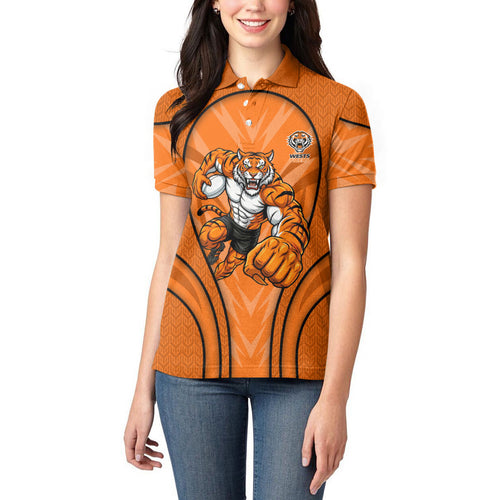 Wests Tigers Rugby Mascot Women Polo Shirt Australian Rugby Culture - Tribal Inspired Tiger