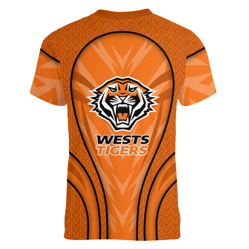 Wests Tigers Rugby Mascot Women V-Neck T-Shirt Australian Rugby Culture - Tribal Inspired Tiger