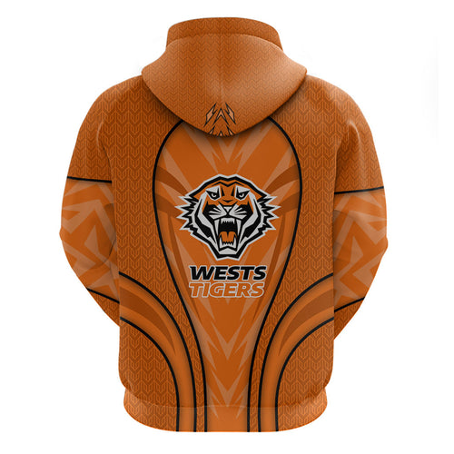 Wests Tigers Rugby Mascot Zip Hoodie Australian Rugby Culture - Tribal Inspired Tiger