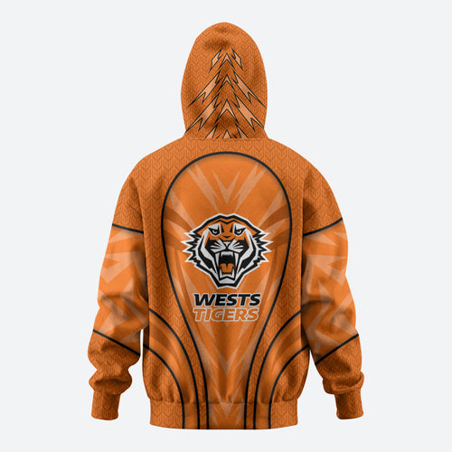 Wests Tigers Rugby Mascot Zip Hoodie Australian Rugby Culture - Tribal Inspired Tiger
