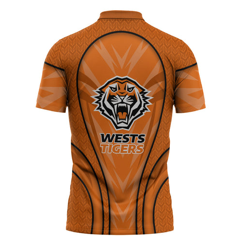 Wests Tigers Rugby Mascot Zipper Polo Shirt Australian Rugby Culture - Tribal Inspired Tiger