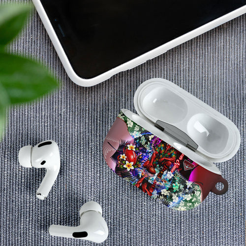 Personalized Essendon Football Bombers AirPods Case Tropical Hibiscus Flowers - Pacific Fusion Style