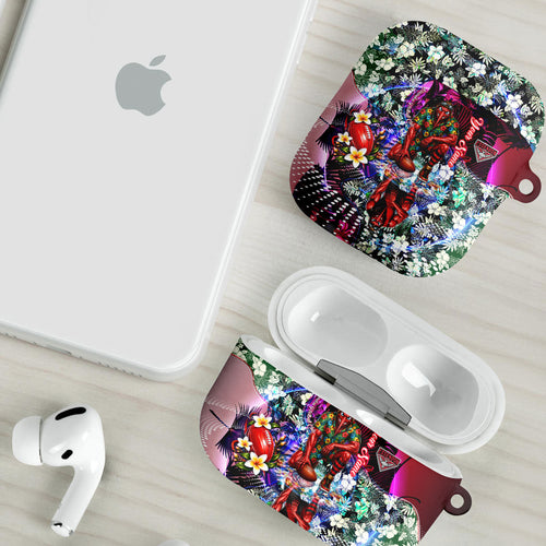 Personalized Essendon Football Bombers AirPods Case Tropical Hibiscus Flowers - Pacific Fusion Style