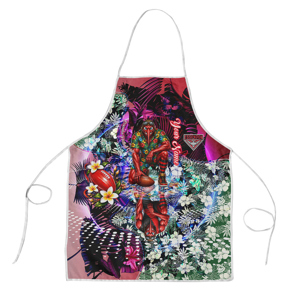 Personalized Essendon Football Bombers Apron Tropical Hibiscus Flowers - Pacific Fusion Style