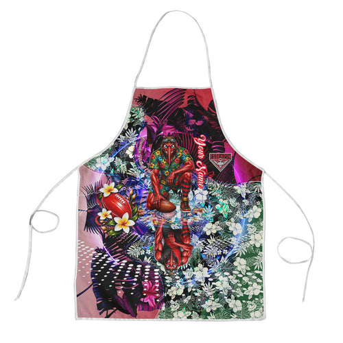 Personalized Essendon Football Bombers Apron Tropical Hibiscus Flowers - Pacific Fusion Style