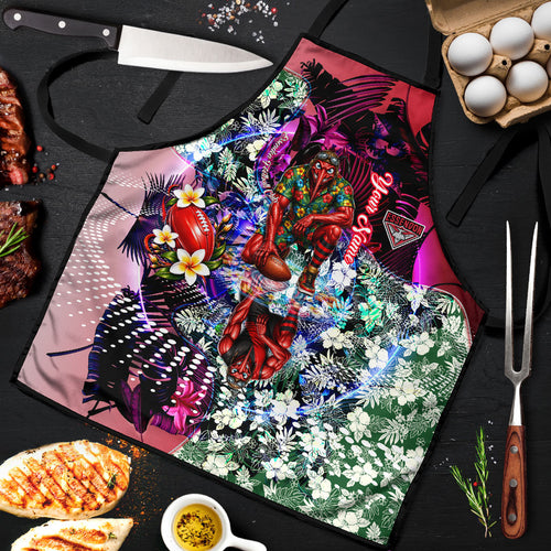 Personalized Essendon Football Bombers Apron Tropical Hibiscus Flowers - Pacific Fusion Style