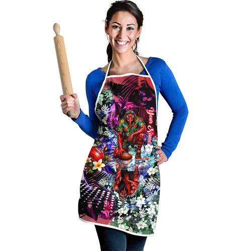 Personalized Essendon Football Bombers Apron Tropical Hibiscus Flowers - Pacific Fusion Style
