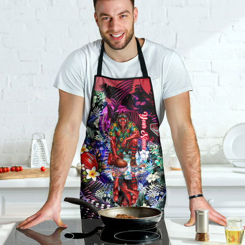 Personalized Essendon Football Bombers Apron Tropical Hibiscus Flowers - Pacific Fusion Style