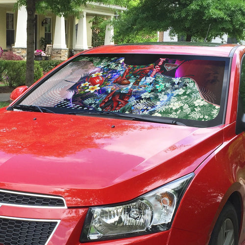 Personalized Essendon Football Bombers Auto Sun Shade Tropical Hibiscus Flowers - Pacific Fusion Style
