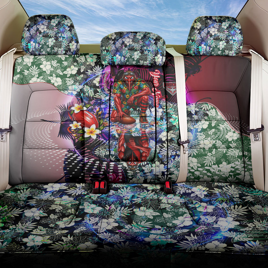 Personalized Essendon Football Bombers Back Car Seat Cover Tropical Hibiscus Flowers - Pacific Fusion Style