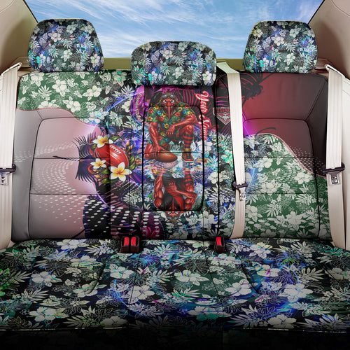 Personalized Essendon Football Bombers Back Car Seat Cover Tropical Hibiscus Flowers - Pacific Fusion Style