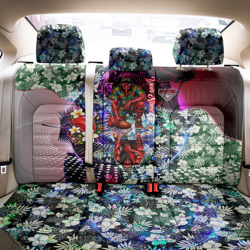 Personalized Essendon Football Bombers Back Car Seat Cover Tropical Hibiscus Flowers - Pacific Fusion Style