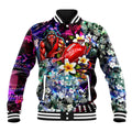 Personalized Essendon Football Bombers Baseball Jacket Tropical Hibiscus Flowers - Pacific Fusion Style