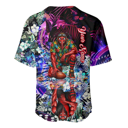 Personalized Essendon Football Bombers Baseball Jersey Tropical Hibiscus Flowers - Pacific Fusion Style
