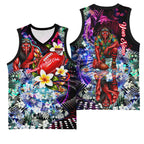 Personalized Essendon Football Bombers Basketball Jersey Tropical Hibiscus Flowers - Pacific Fusion Style