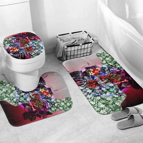 Personalized Essendon Football Bombers Bathroom Set Tropical Hibiscus Flowers - Pacific Fusion Style