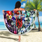 Personalized Essendon Football Bombers Beach Blanket Tropical Hibiscus Flowers - Pacific Fusion Style