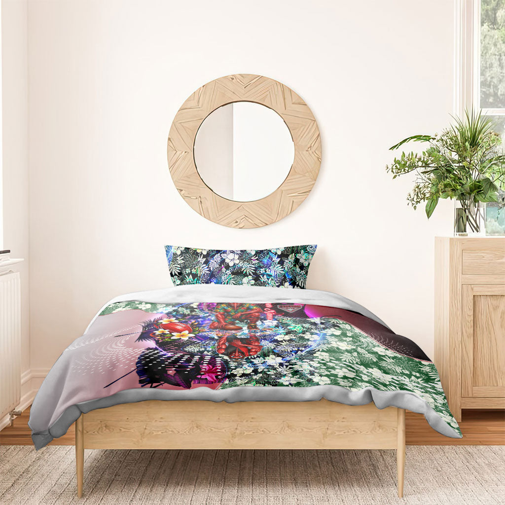 Personalized Essendon Football Bombers Bedding Set Tropical Hibiscus Flowers - Pacific Fusion Style