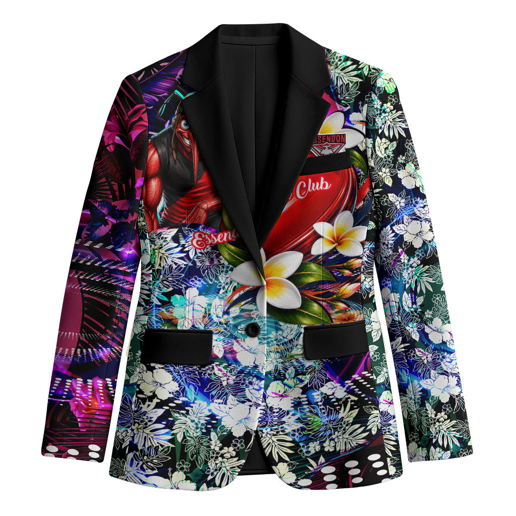 Personalized Essendon Football Bombers Blazer Tropical Hibiscus Flowers - Pacific Fusion Style