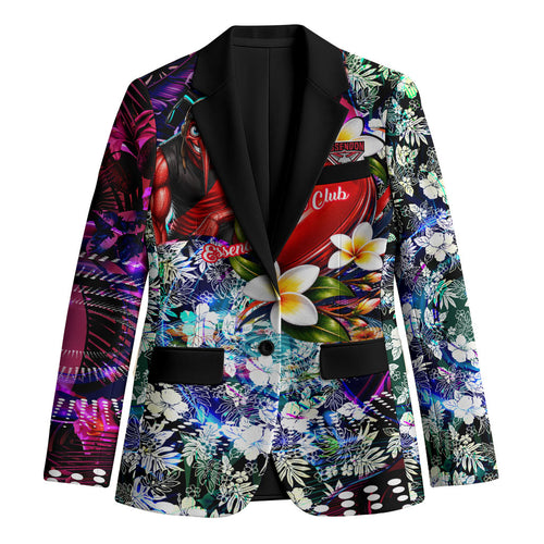 Personalized Essendon Football Bombers Blazer Tropical Hibiscus Flowers - Pacific Fusion Style