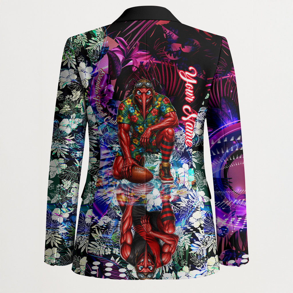 Personalized Essendon Football Bombers Blazer Tropical Hibiscus Flowers - Pacific Fusion Style