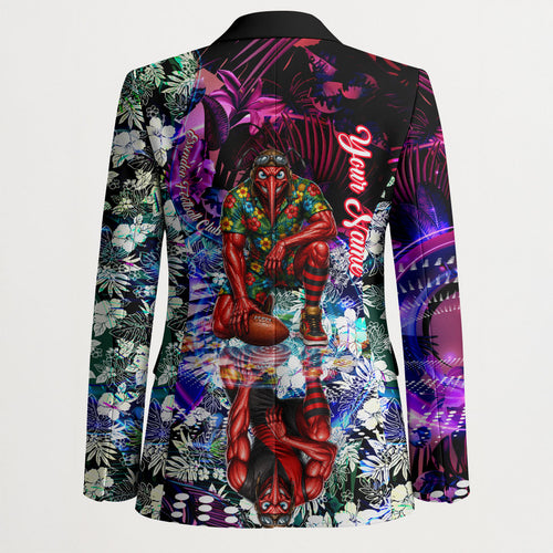 Personalized Essendon Football Bombers Blazer Tropical Hibiscus Flowers - Pacific Fusion Style