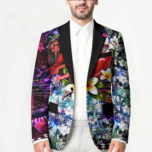 Personalized Essendon Football Bombers Blazer Tropical Hibiscus Flowers - Pacific Fusion Style